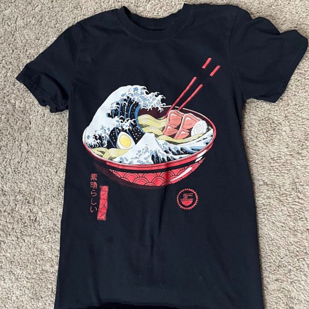 Black Matter x Threadless Great Ramen Wave T-Shirt Men's Sm Japanese Art